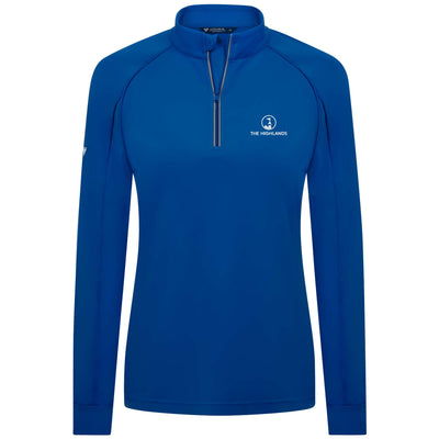 The Highlands Women's Lightweight 1/4 Zip White Small Chest Logo TEAM ROYAL