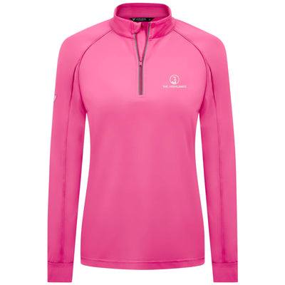 The Highlands Women's Lightweight 1/4 Zip White Small Chest Logo DEEP PINK