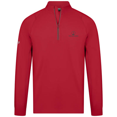 The Highlands Men's Lightweight 1/4 Zip Grey Small Chest Logo FLAME RED