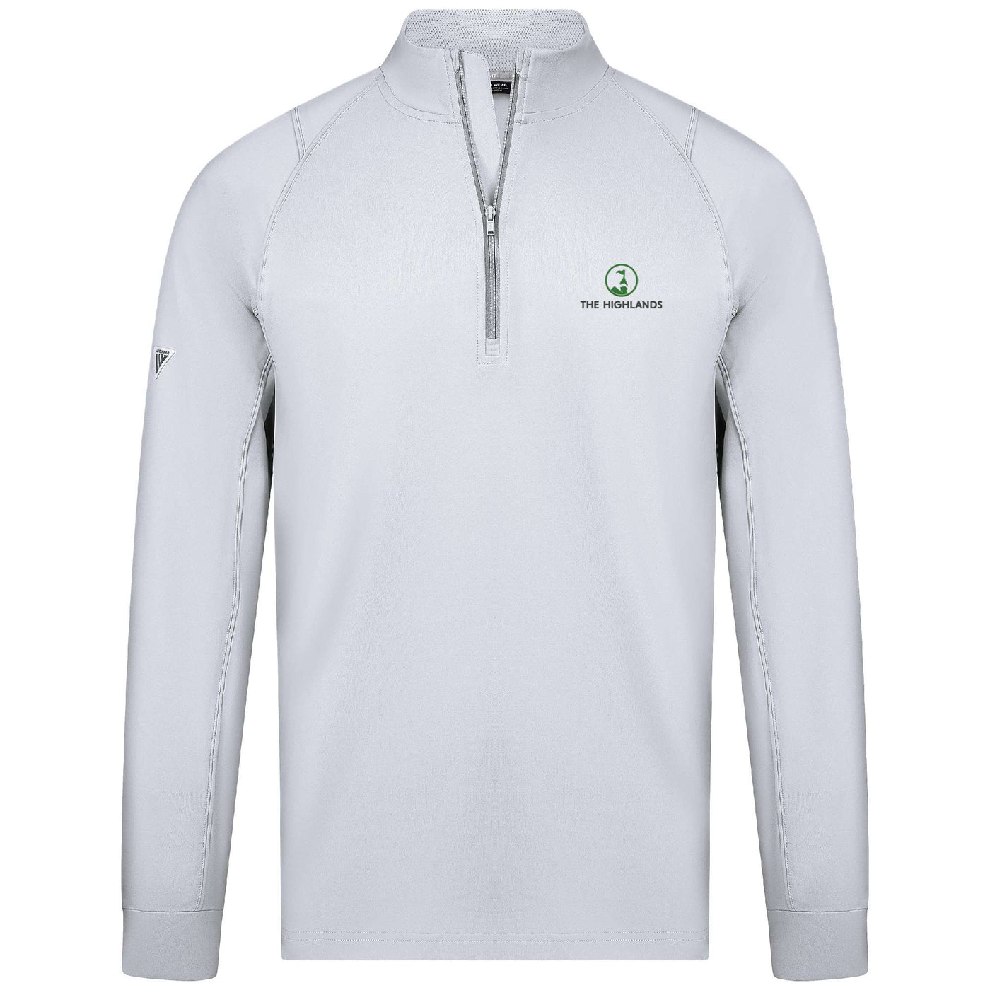 The Highlands Men's Lightweight 1/4 Zip Full Color Small Chest Logo WHITE