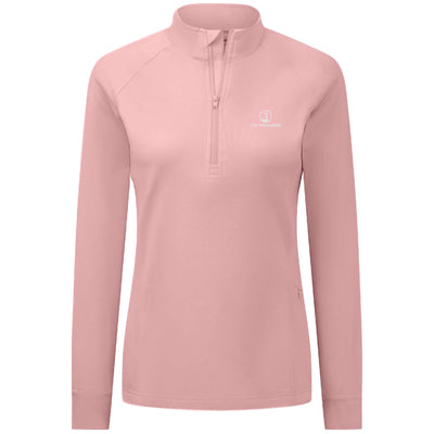 The Highlands Women's Midweight 1/4 Zip White Small Chest Logo MAUVE PINK