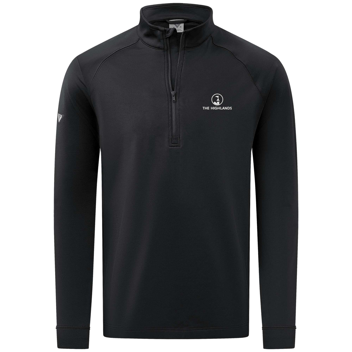 The Highlands Men's Midweight 1/4 Zip White Small Chest Logo BLACK