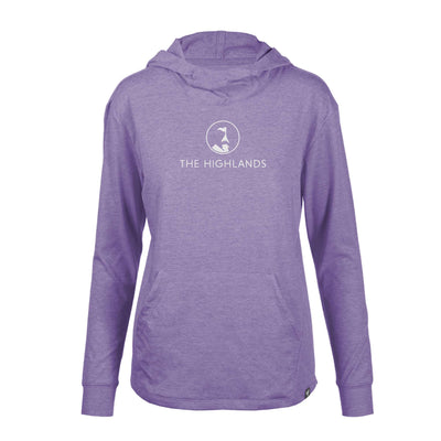 The Highlands Women's Lightweight Tech Hoody White Chest Logo HEATHER PURPLE REIGN