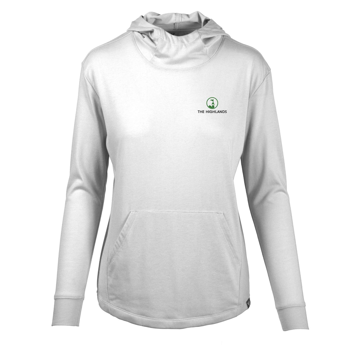 The Highlands Women's Lightweight Tech Hoody Green Small Chest Logo WHITE