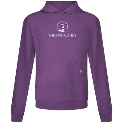 The Highlands Men's Lightweight Tech Hoody White Chest Logo HEATHER BORDEAUX