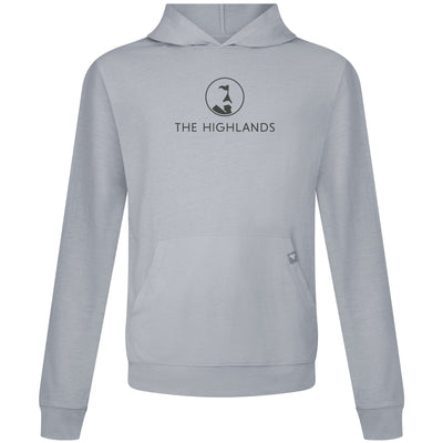 The Highlands Men's Lightweight Tech Hoody Grey Chest Logo PEBBLE