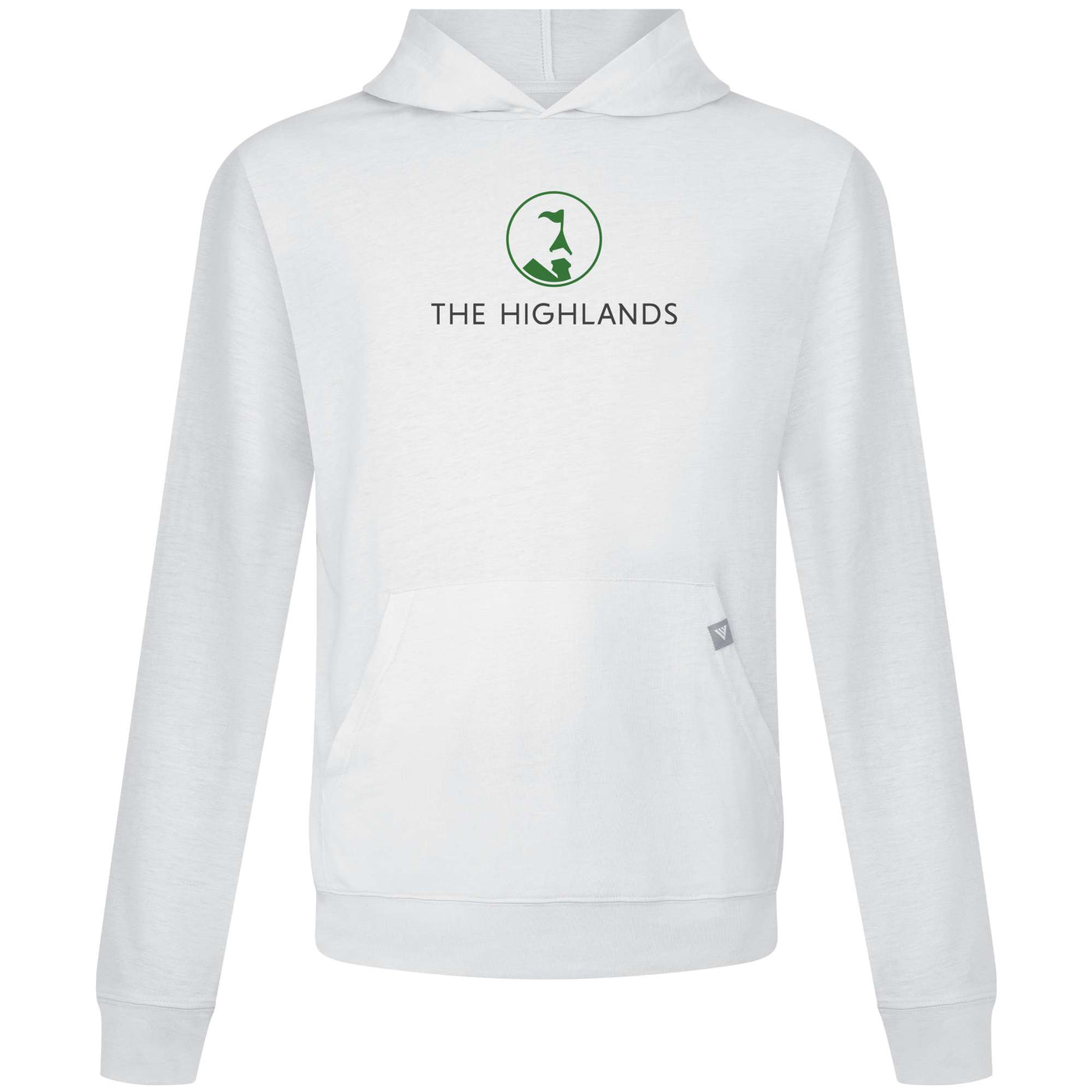 The Highlands Men's Lightweight Tech Hoody Green Chest Logo WHITE