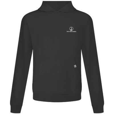 The Highlands Men's Lightweight Tech Hoody White Small Chest Logo BLACK