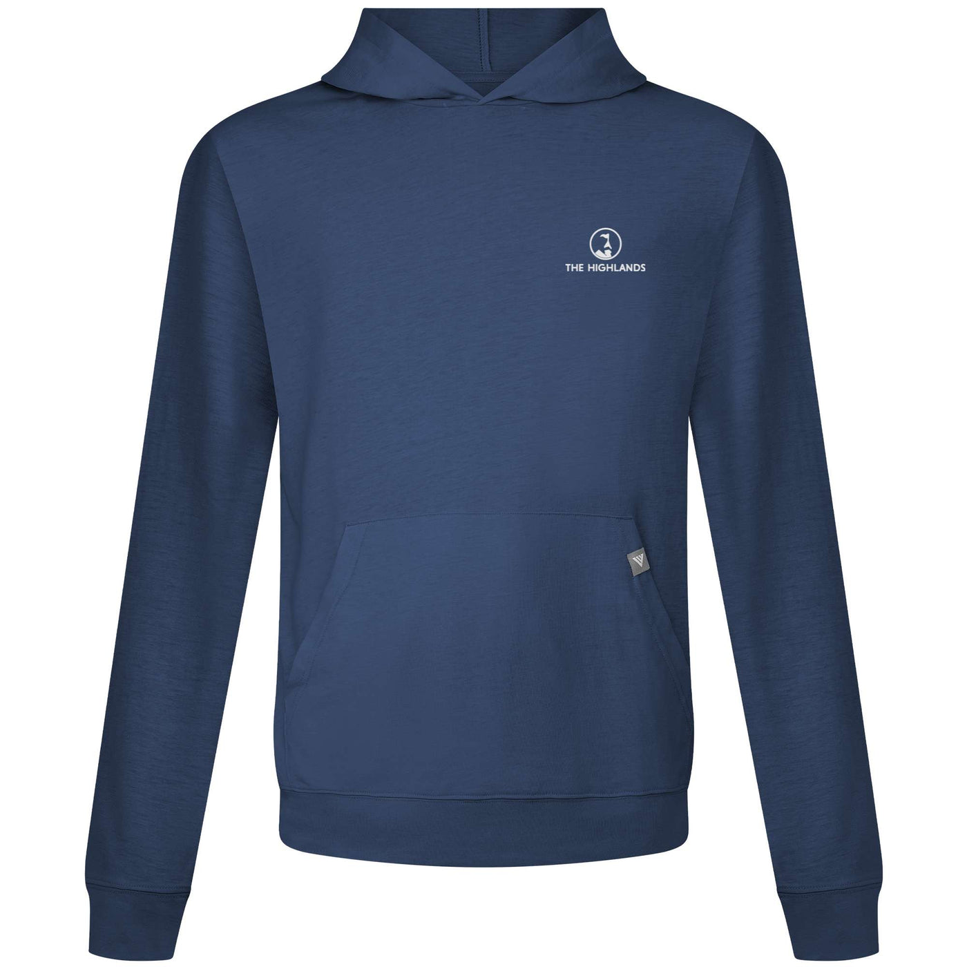 The Highlands Men's Lightweight Tech Hoody White Small Chest Logo NAVY