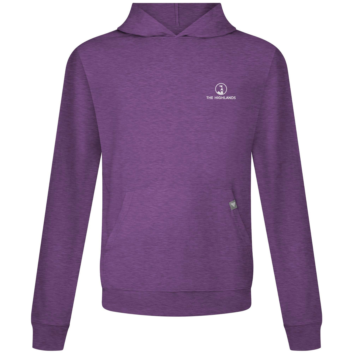 The Highlands Men's Lightweight Tech Hoody White Small Chest Logo HEATHER BORDEAUX