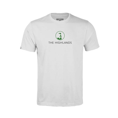 The Highlands Kid's Classic T-Shirt Green Chest Logo WHITE