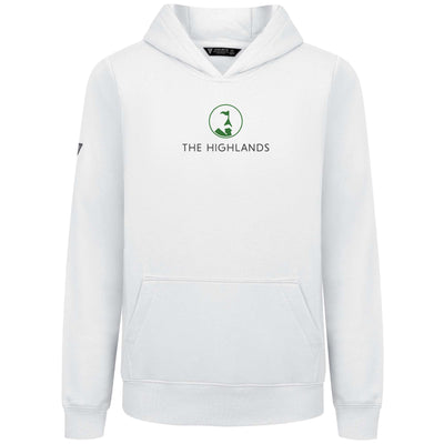 The Highlands Kid's Hoody Green Chest Logo WHITE