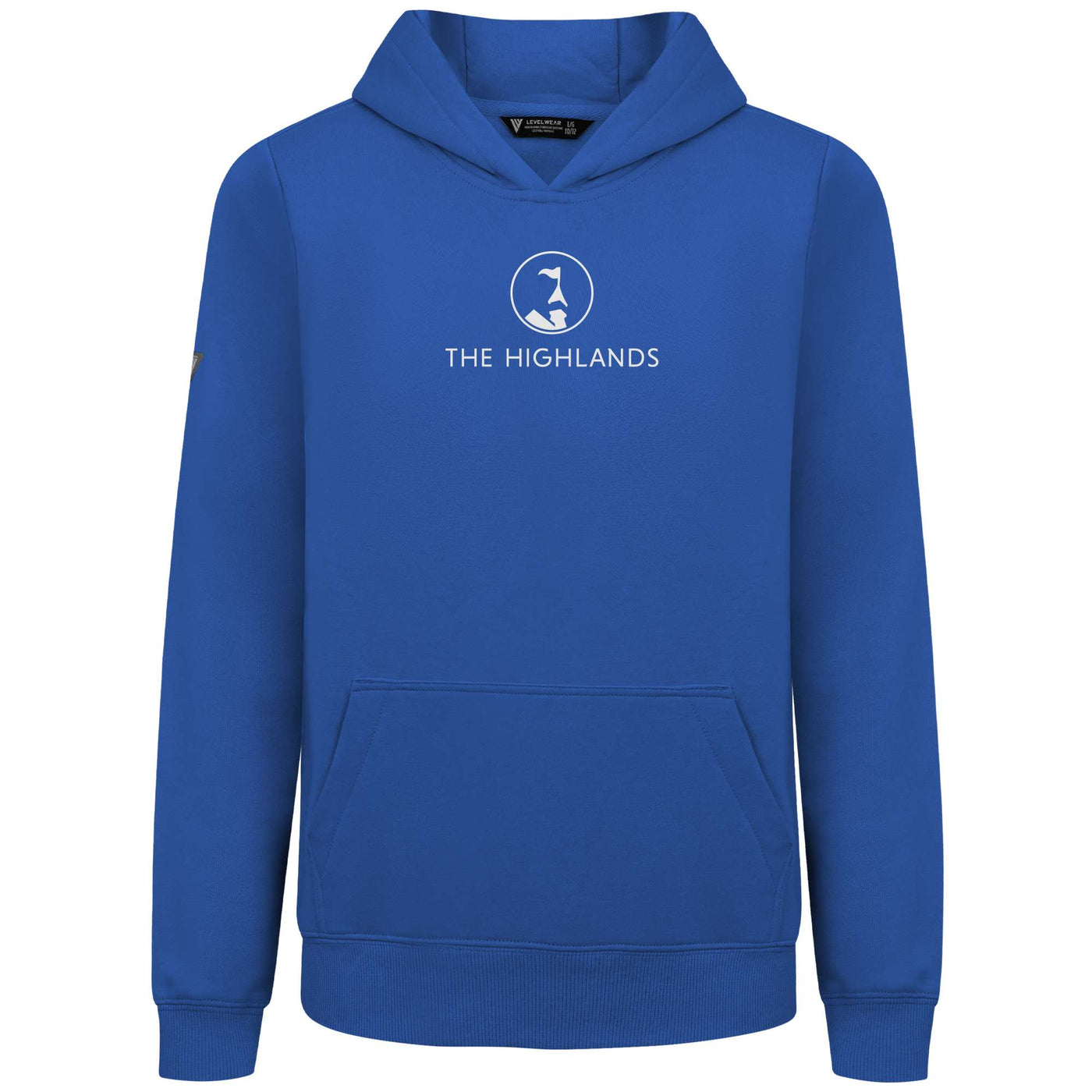 The Highlands Kid's Hoody White Chest Logo TEAM ROYAL