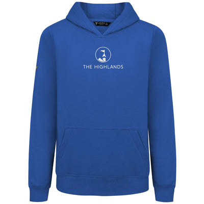 The Highlands Kid's Hoody White Chest Logo TEAM ROYAL