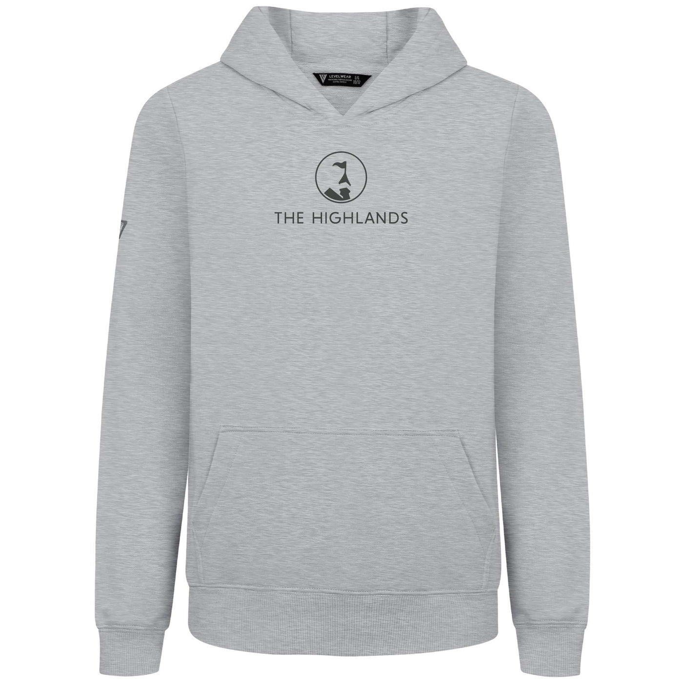 The Highlands Kid's Hoody Grey Chest Logo HEATHER PEBBLE