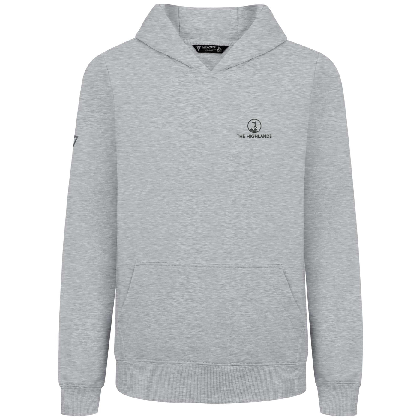 The Highlands Kid's Hoody Grey Small Chest Logo HEATHER PEBBLE