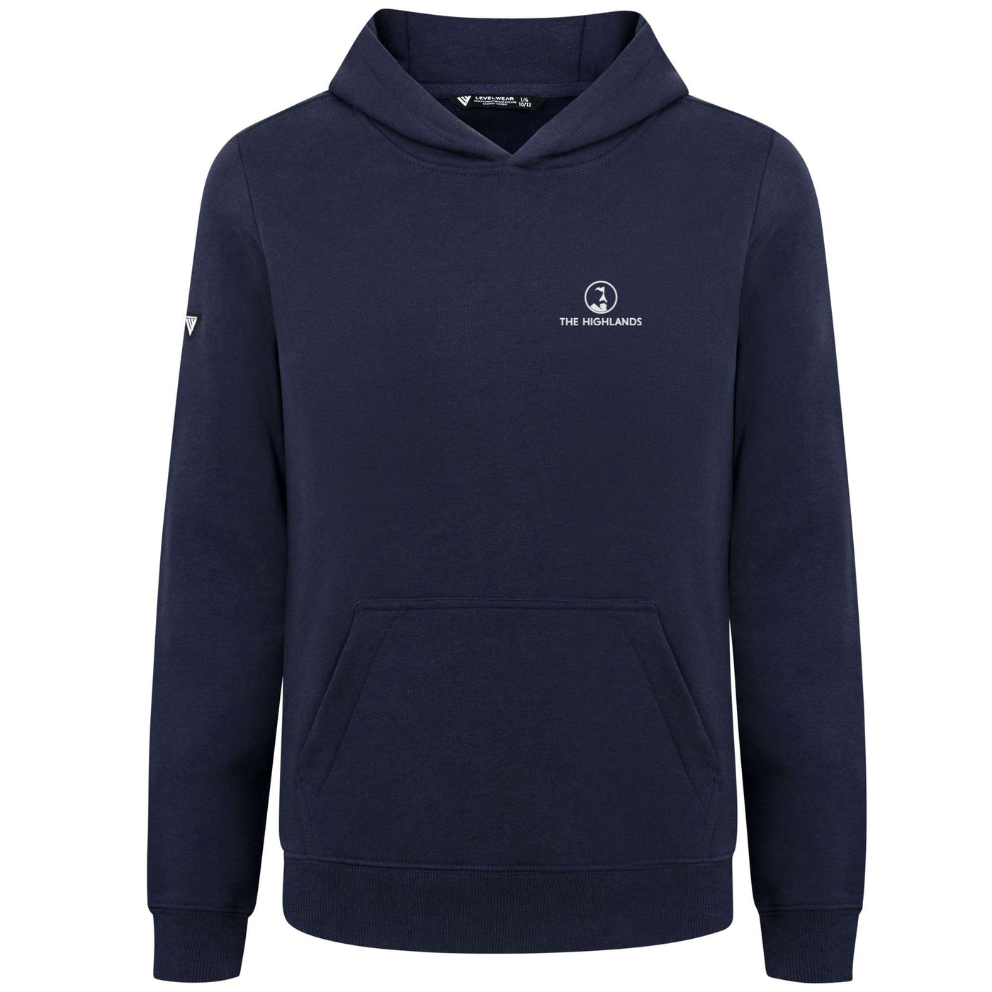 The Highlands Kid's Hoody White Small Chest Logo NAVY