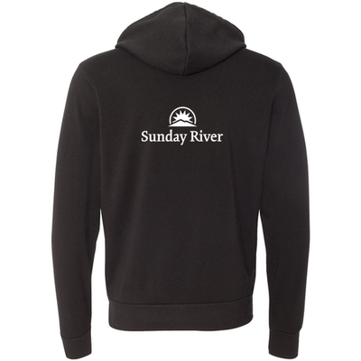 Sunday River Adult Hoodie White Chest and Back Logo Black 