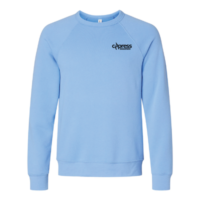 Cypress Adult Crewneck Black Chest and Back Logo Carolina Blue 