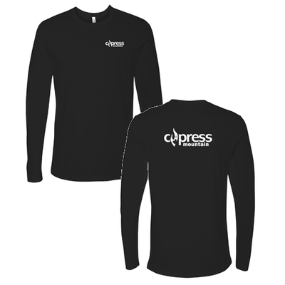 Cypress Adult Long Sleeve White Chest and Back Logo Black 