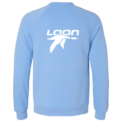 Loon Mountain Adult Crewneck White Chest and Back Logo Carolina Blue