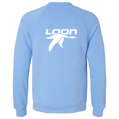 Loon Mountain Adult Crewneck White Chest and Back Logo Carolina Blue