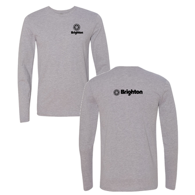 Brighton Adult Long Sleeve Black Chest and Back Logo Heather Grey 