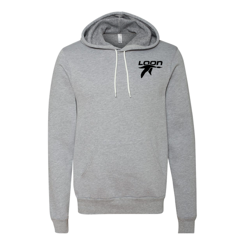 Loon Mountain Adult Hoodie Black Chest and Back Logo Athletic Heather