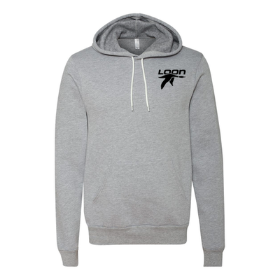 Loon Mountain Adult Hoodie Black Chest and Back Logo Athletic Heather