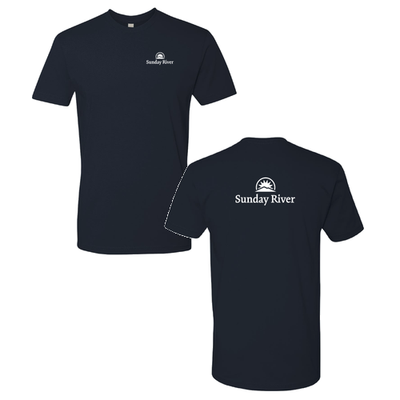 Sunday River Adult T-Shirt White Chest and Back Logo Midnight Navy 