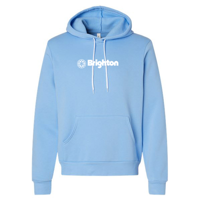 Brighton Adult Hoodie White Chest Logo Carolina Blue 