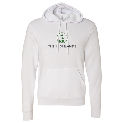 The Highlands Adult Hoodie Full Color Chest Logo White 