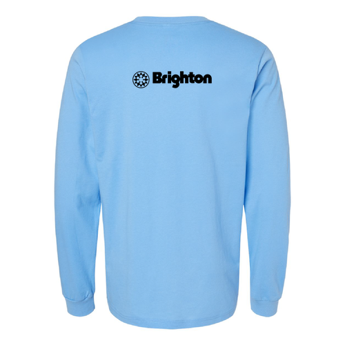 Brighton Adult Long Sleeve Black Chest and Back Logo Carolina Blue 