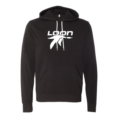 Loon Mountain Adult Hoodie White Chest Logo Black