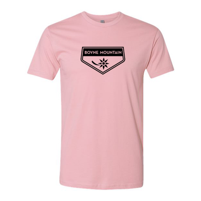 Boyne Mountain Adult T-Shirt Black Chest Logo Light Pink 