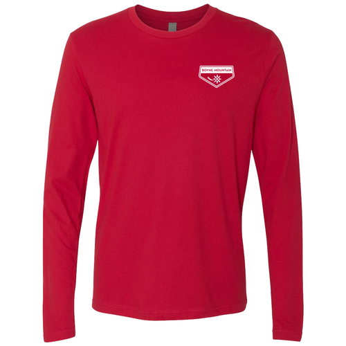 Boyne Mountain Adult Long Sleeve White Chest and Back Logo Red 