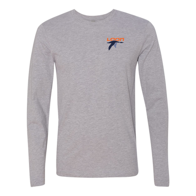 Loon Mountain Adult Long Sleeve Full Color Chest and Back Logo Heather Grey