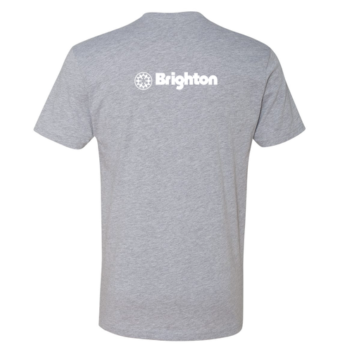 Brighton Adult T-Shirt White Chest and Back Logo Heather Grey 