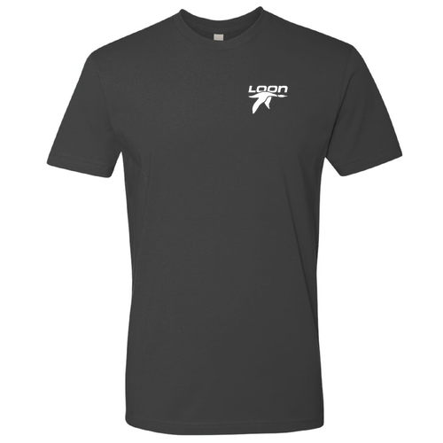 Loon Mountain Adult T-Shirt White Chest and Back Logo Heavy Metal