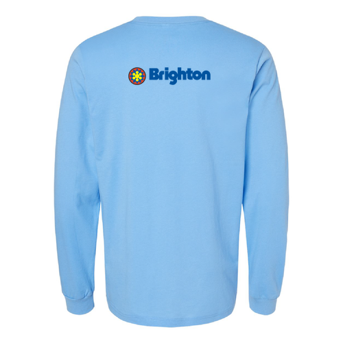 Brighton Adult Long Sleeve Full Color Chest and Back Logo Carolina Blue 