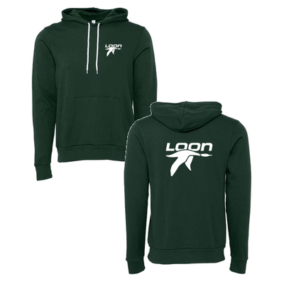 Loon Mountain Adult Hoodie White Chest and Back Logo Forest