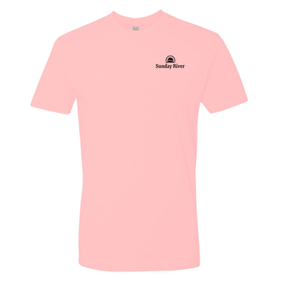 Sunday River Adult T-Shirt Black Chest and Back Logo Light Pink 