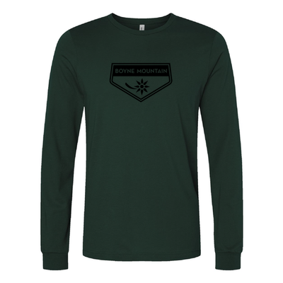 Boyne Mountain Adult Long Sleeve Black Chest Logo Forest 