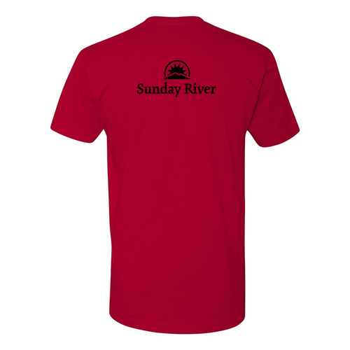 Sunday River Adult T-Shirt Black Chest and Back Logo Red 