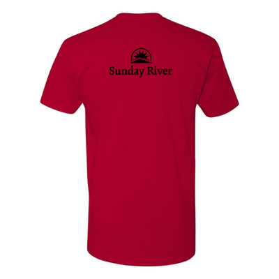 Sunday River Adult T-Shirt Black Chest and Back Logo Red 