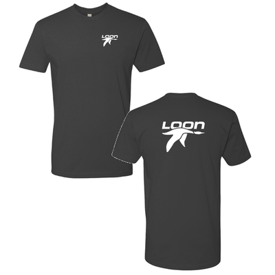 Loon Mountain Adult T-Shirt White Chest and Back Logo Heavy Metal