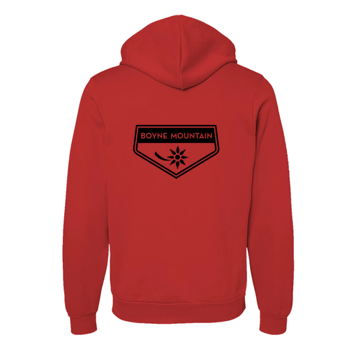 Boyne Mountain Adult Hoodie Black Chest and Back Logo Red 