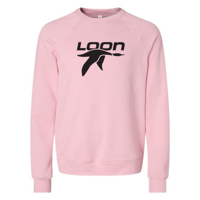 Loon Mountain Adult Crewneck Black Chest Logo Pink