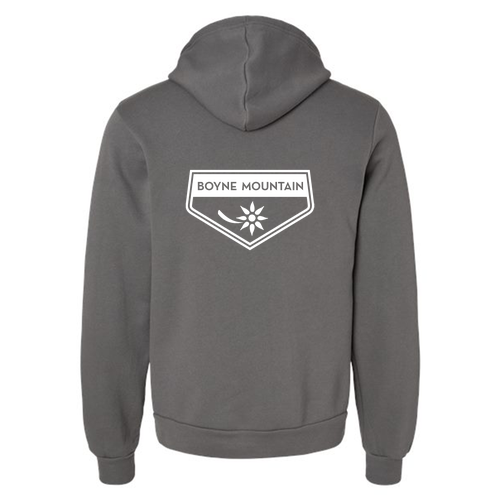 Boyne Mountain Adult Hoodie White Chest and Back Logo Asphalt 