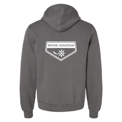 Boyne Mountain Adult Hoodie White Chest and Back Logo Asphalt 